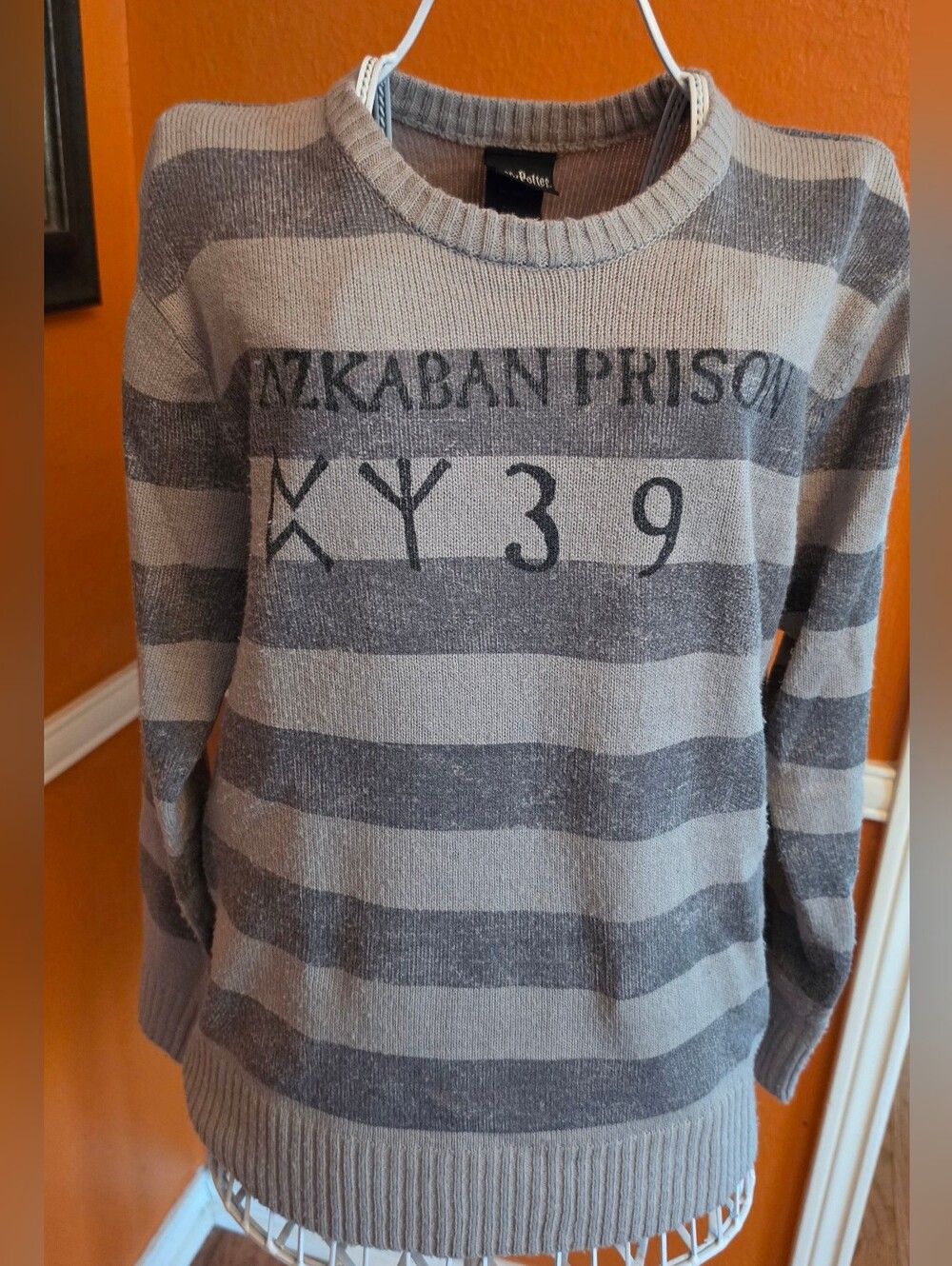 Warner Bros. Harry Potter Gray Striped Prisoner Of Azkaban Crewneck Sweater